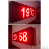 Светодиодные часы с отображением текущего времени, сменяемое текущей температурой